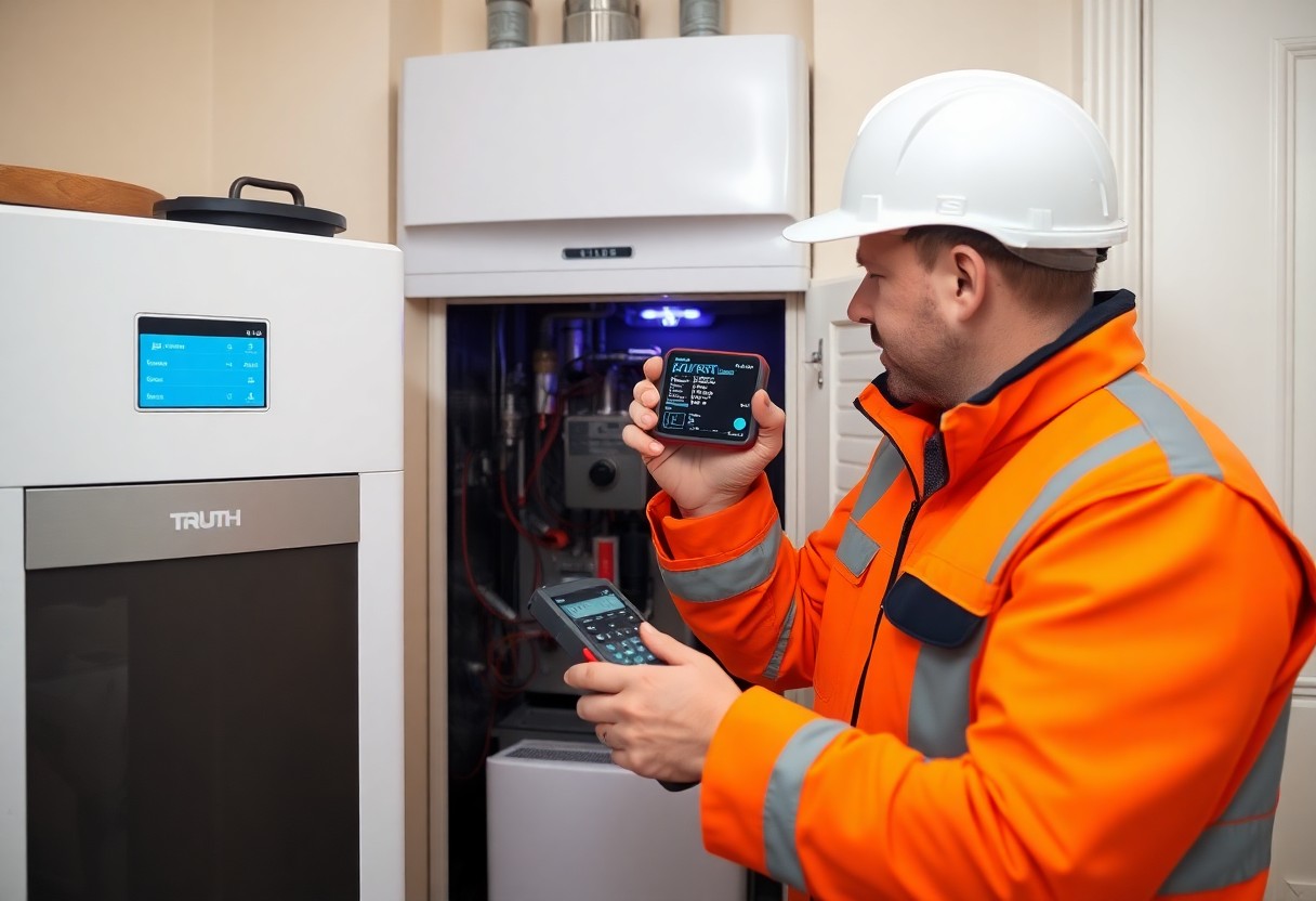 Gas engineer repairing a boiler fault in a Kent property