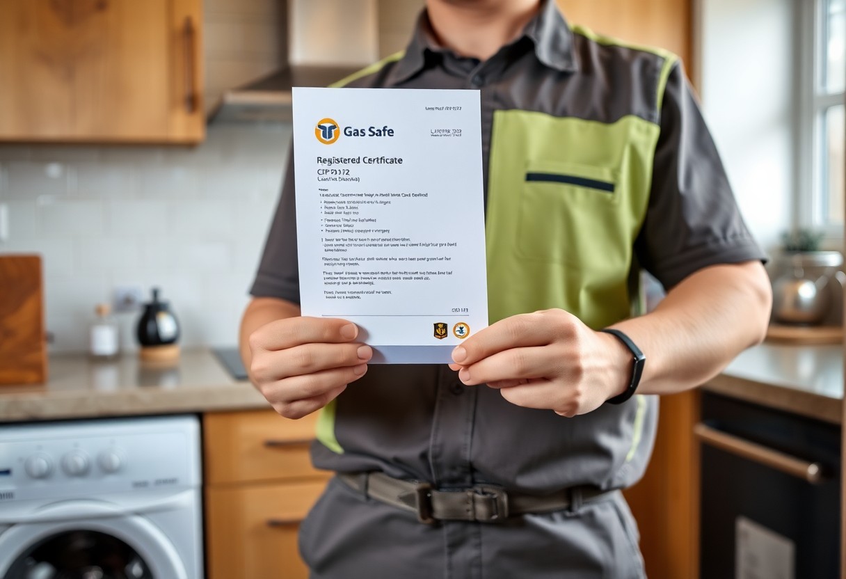 Gas Safe engineer conducting a gas safety inspection in a rental property